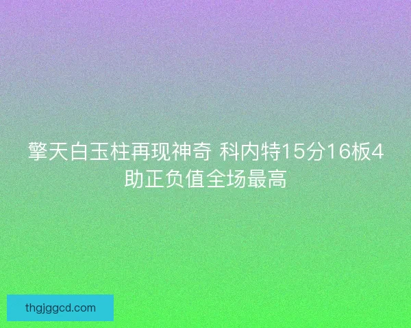 擎天白玉柱再现神奇 科内特15分16板4助正负值全场最高