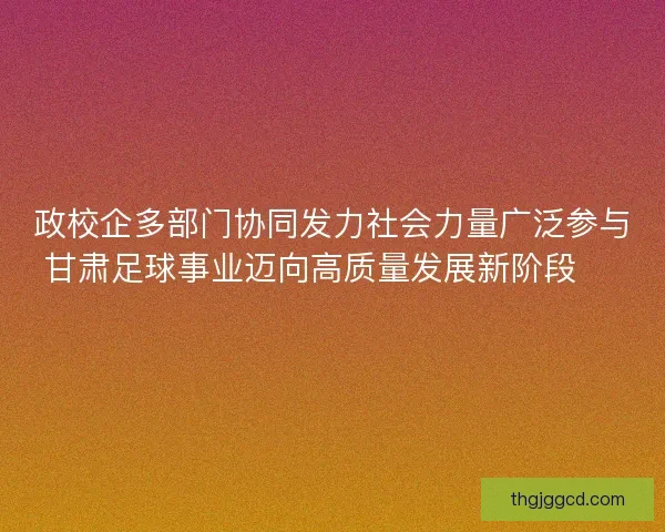 政校企多部门协同发力社会力量广泛参与甘肃足球事业迈向高质量发展新阶段 ⚽️